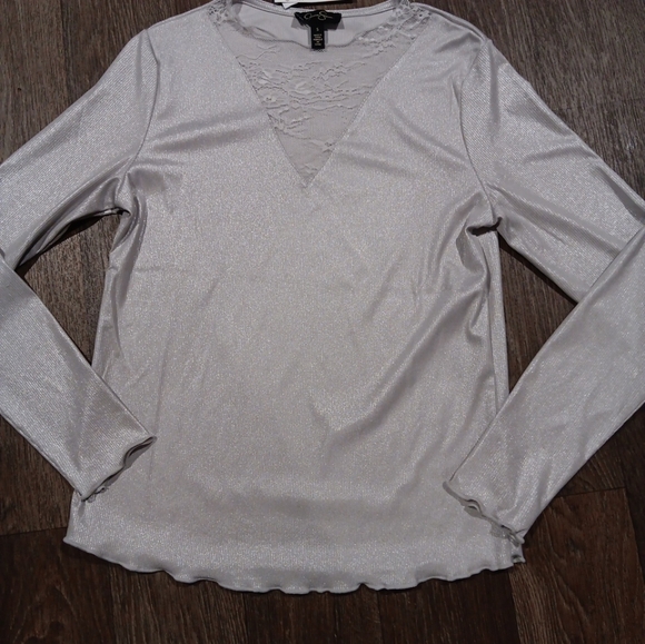 Jessica Simpson Silver Long Sleeve Fitted Blouse - Picture 3 of 5